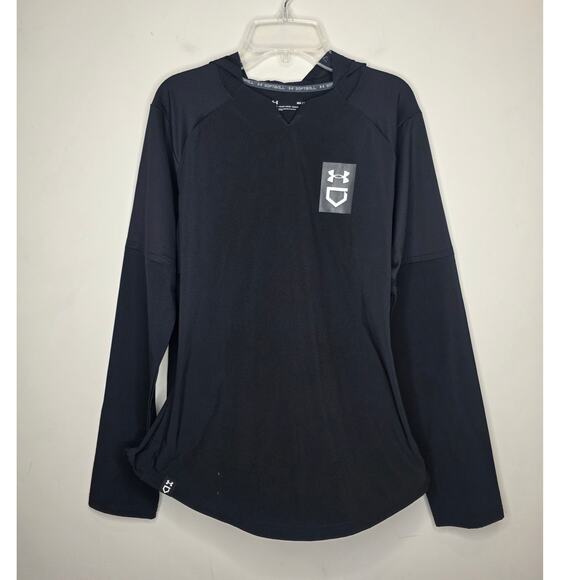 Under Armour softball black hooded pullover shirt jacket with pockets - medium - Picture 1 of 6